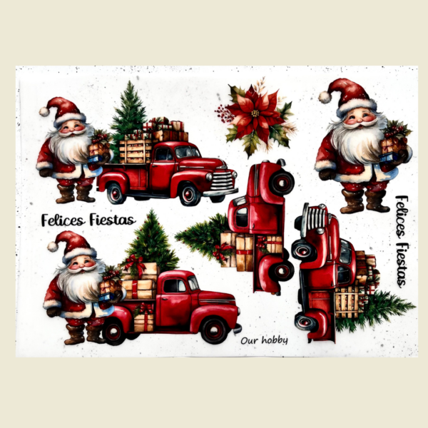 Papá Noel con Camiones Rojos
